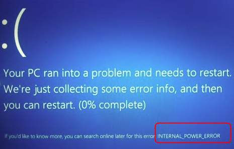 Internal power error windows 10 как исправить