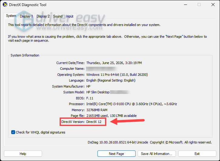 how to check your computer directx version