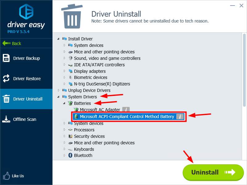 cannot reinstall microsoft acpi compliant control