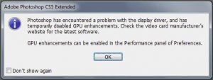 Photoshop has encountered a problem with the display driver что делать