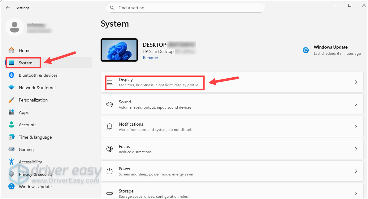 windows pc system display settings