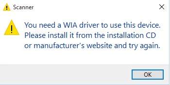 SOLVED] "You need a WIA driver to use this device" Driver Error -