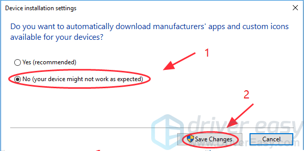 Download and install перевод. Device installation settings Windows 10. Device installation settings. Сообщение devices changed что нажимать.