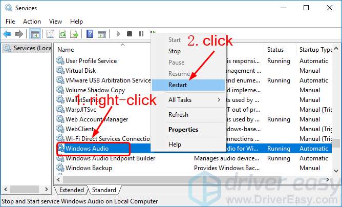 how to enable windows audio service windows 10