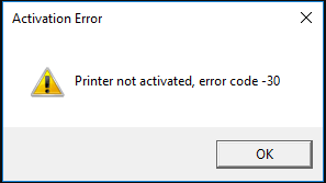 printer not activated error code 30