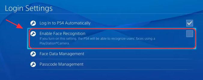 3 uncheck enable face recognition - error code fortnite ps4