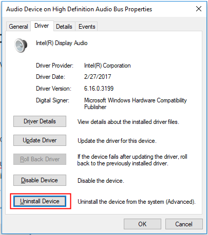 usb audio driver error