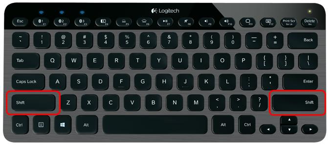 shift key working keyboard left right could solved easy
