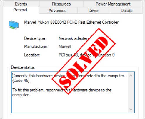 code 45 in device manager windows pc