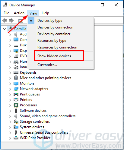 display adapter not showing in device manager windows 10