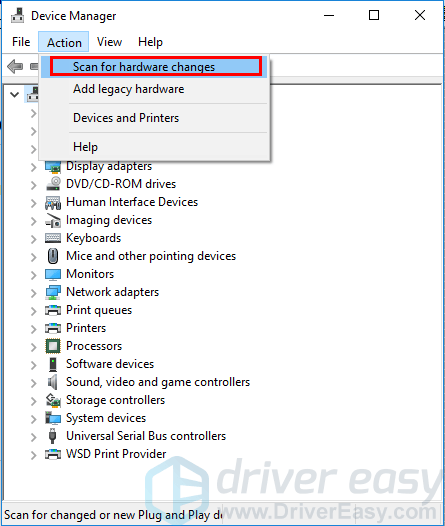 display adapter not showing in device manager windows 10