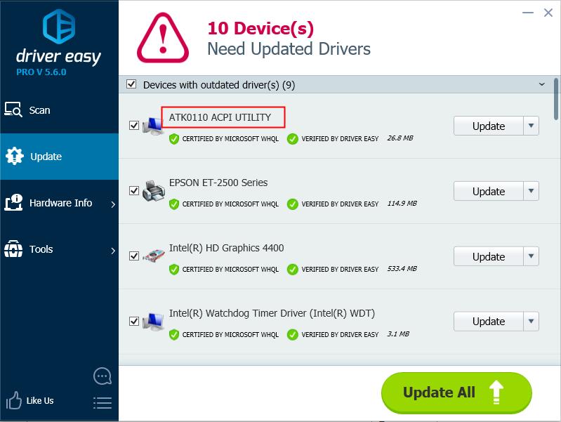 asus free driver updates for windows 10