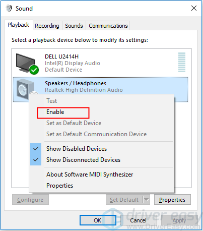 headset not in playback devices