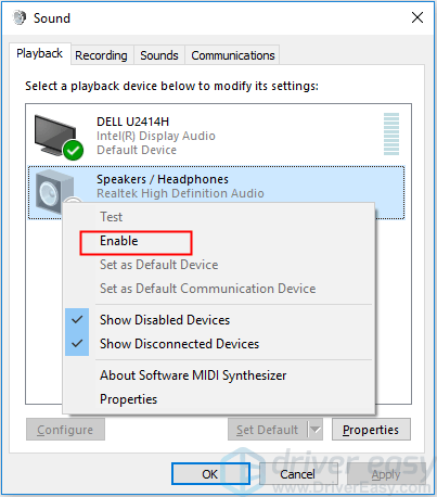 default communication device vs default device