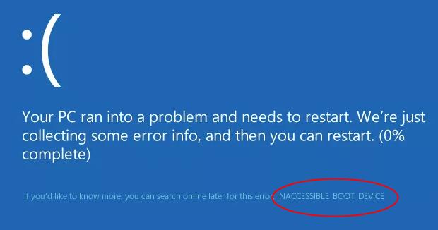 Fix Inaccessible Boot Device Bsod In Windows 10 With Pictures