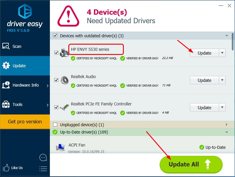 hp envy 5530 not printer drivers for windows 10