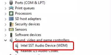 intel sst wdm audio driver