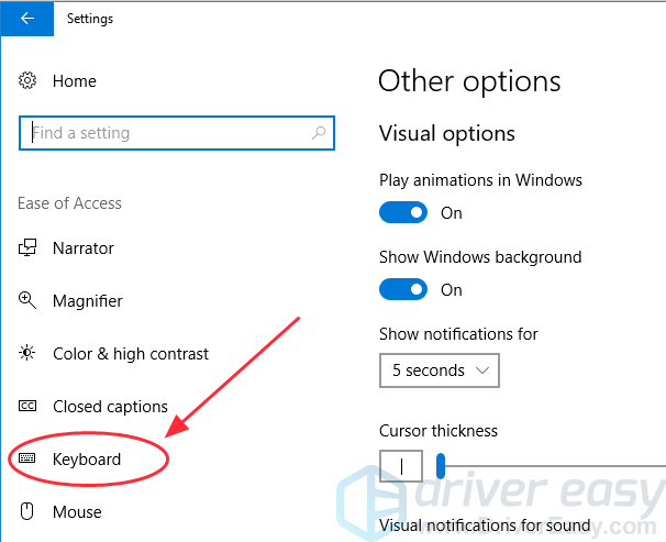 control key not working windows 10