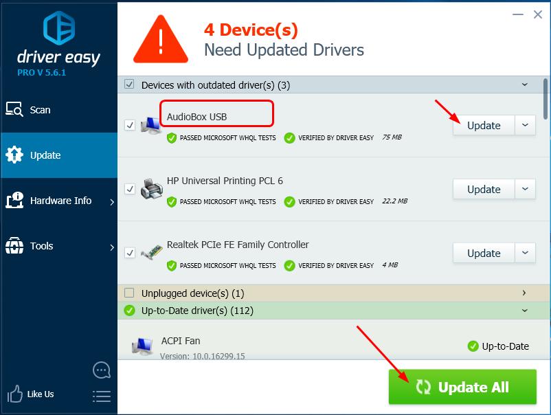 audiobox usb windows 10 usb not recognized