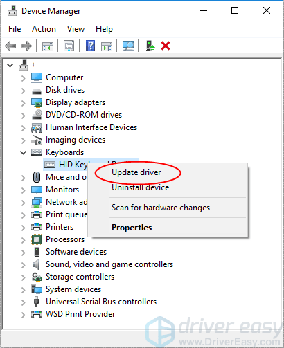 hid compliant mouse driver update windows 10