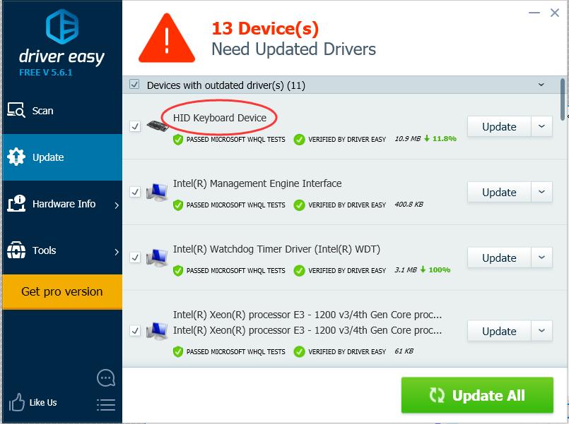 free hid keyboard device driver download