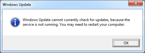 windows update online system not started