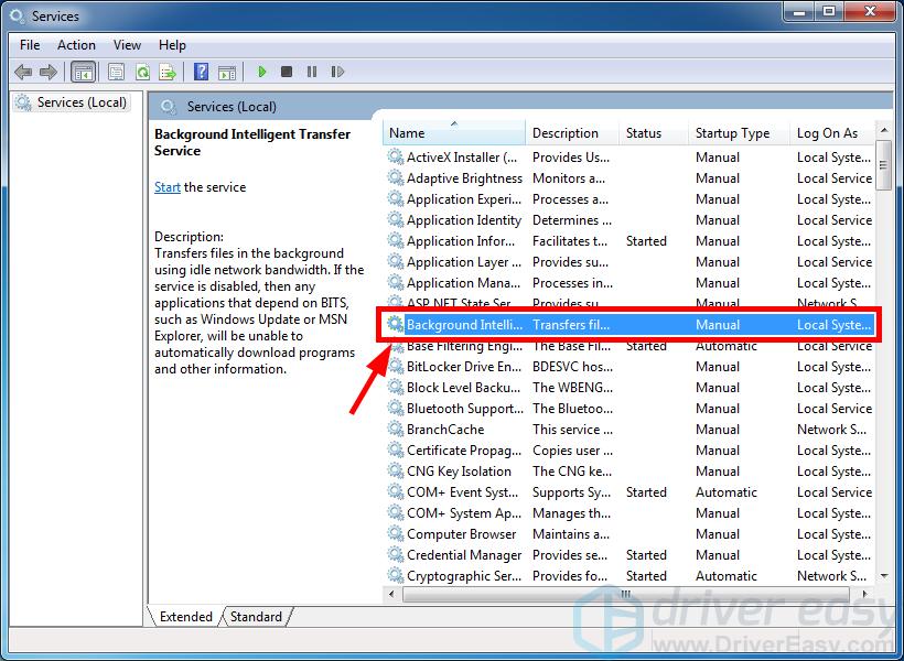 reiniciar las pantallas 7 del servicio de actualización de Windows