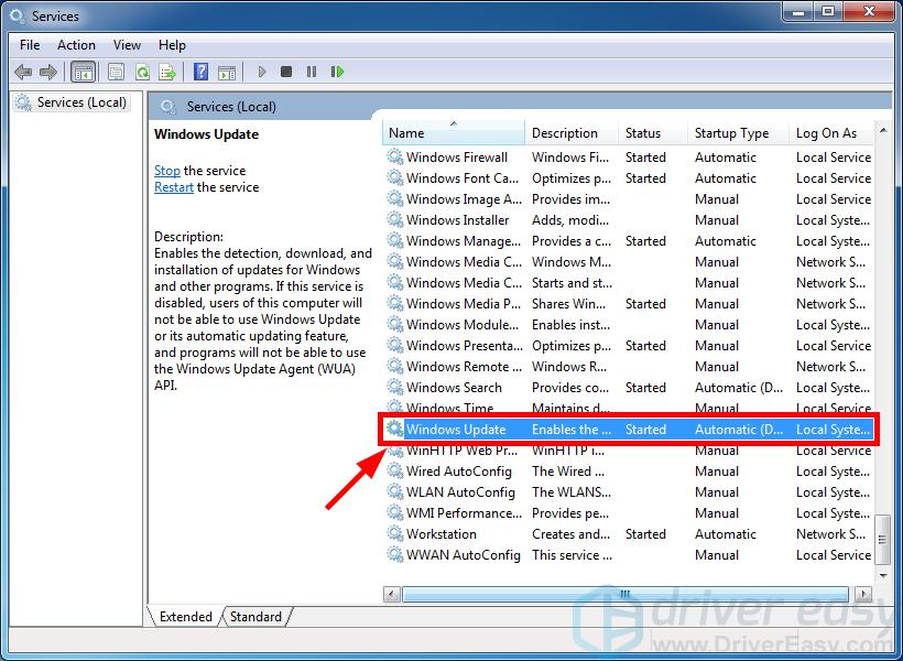 windows 7 windows update nombre del servicio al cliente
