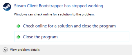 steam client bootstrapper has stopped working windows 8