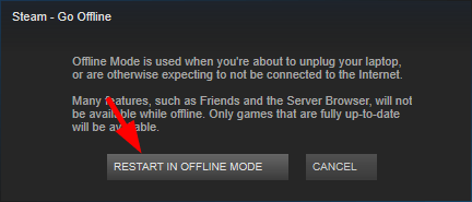 go into offline mode on steam for mac