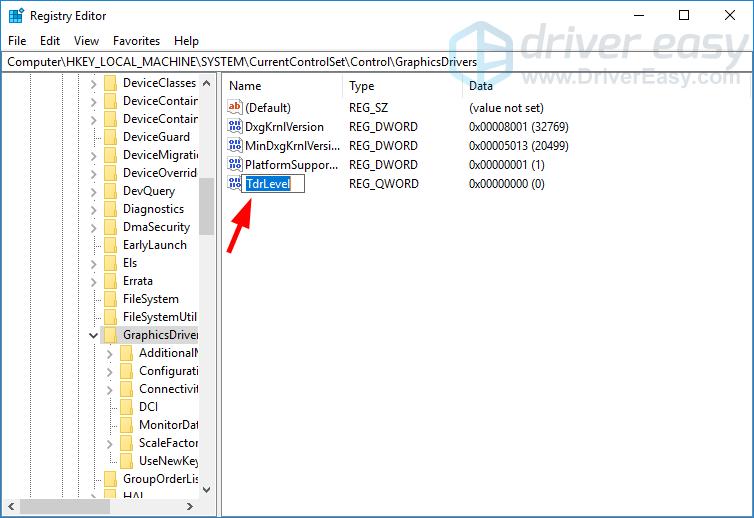 5 double click tdrlevel make sure its value data is set to 0 then click ok - fortnite crasht immer
