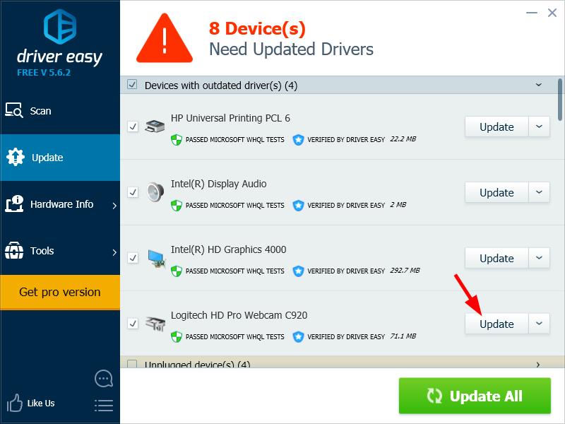 Update Logitech C920 Webcam Driver for Windows 11/10/8 - Driver Easy