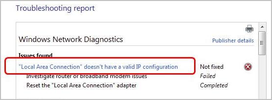 invalid ip configuration
