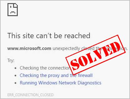 windows 10 site cannot be reached