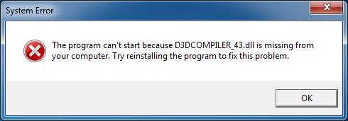 missing d3dcompiler_43.dll