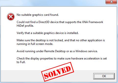 No suitable graphics card