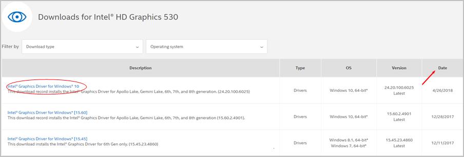 intel hd graphics 530 update