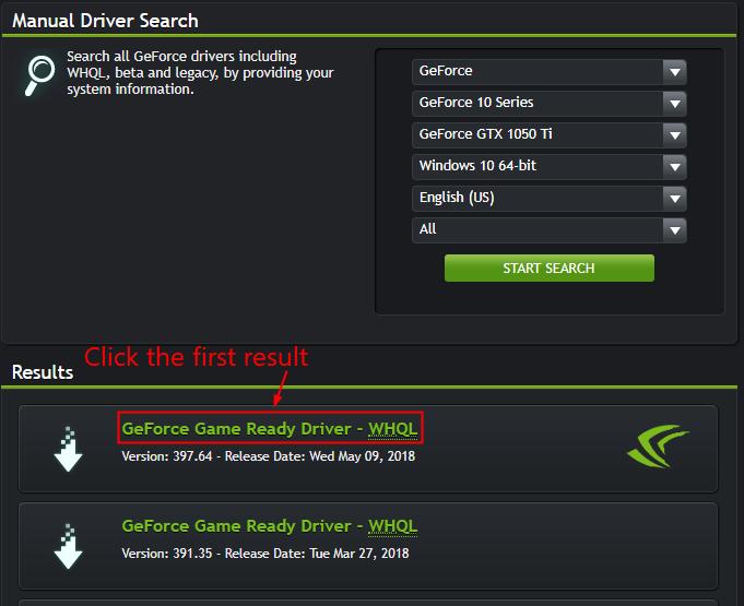 download nvidia geforce gtx 1050 ti driver