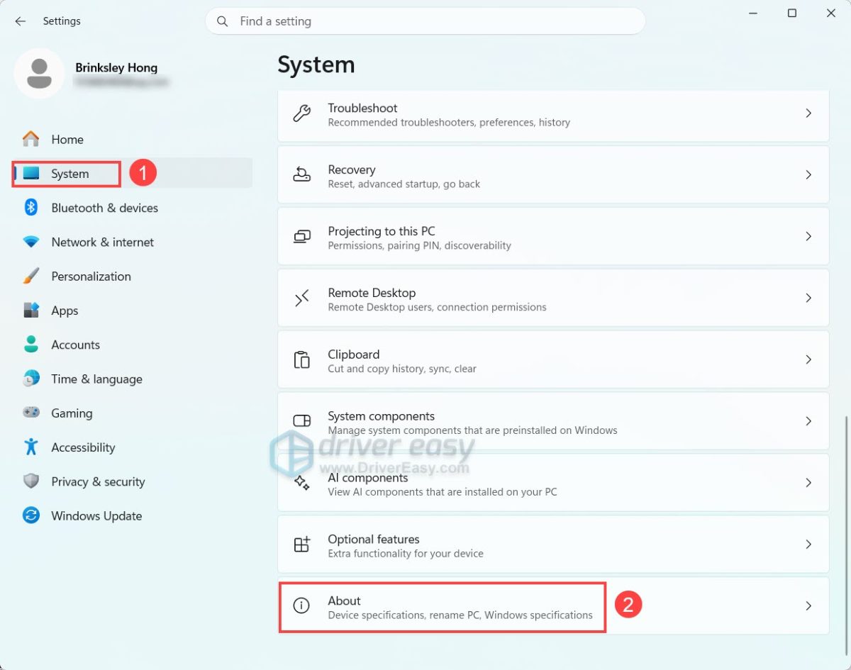 check windows version on windows settings