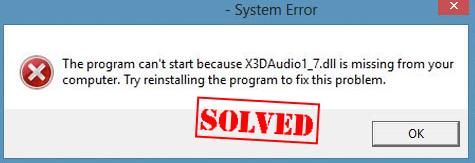 cant start x3daudio1 7 dll