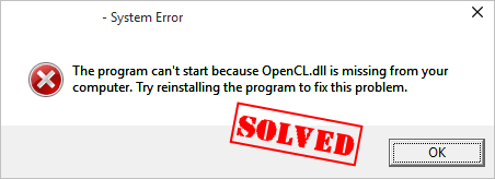 an opencl driver is not found on your system