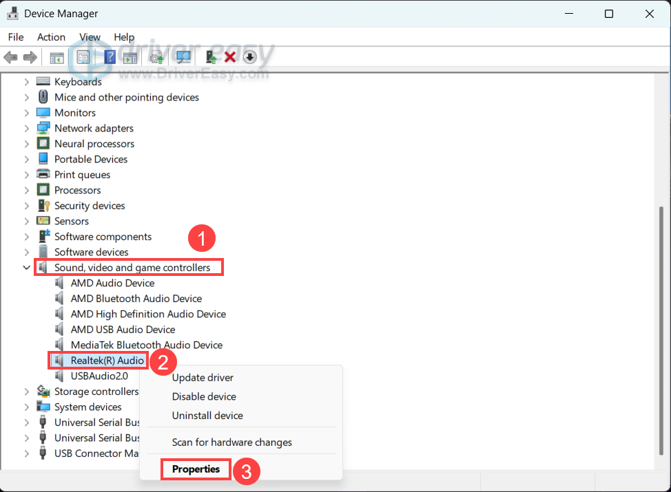 check driver properties in device manager windows