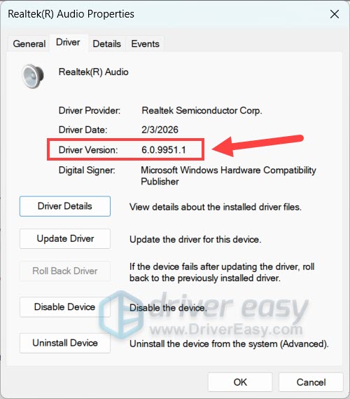 check driver version in windows device manager