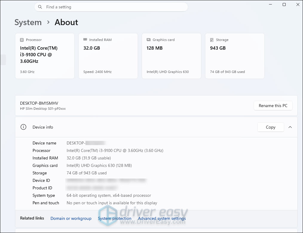 check system info via settings windows 11