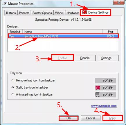 touchpad on dell laptop not working