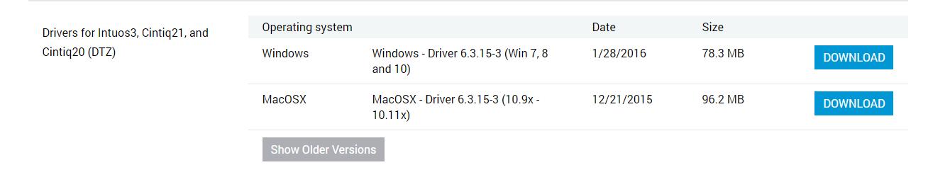 wacom intuos driver windows