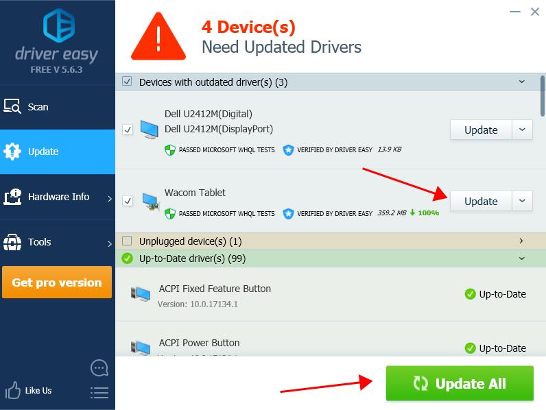 update wacom tablet driver