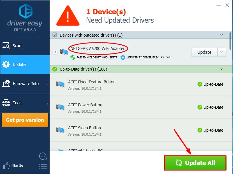 netgear a6200 wifi adapter driver windows 10