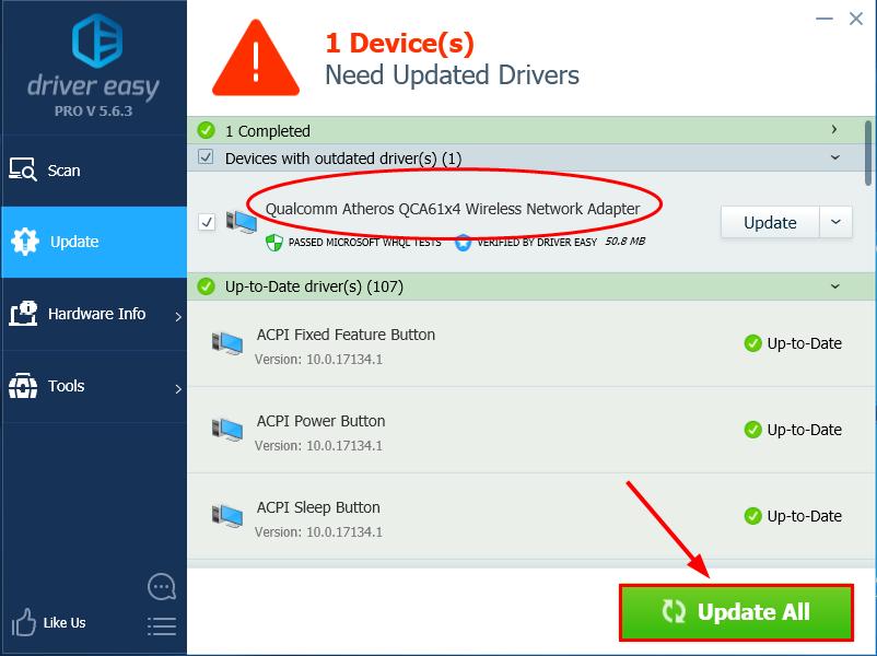 the network is disconnected by the driver dell wireless 1705 windows 10