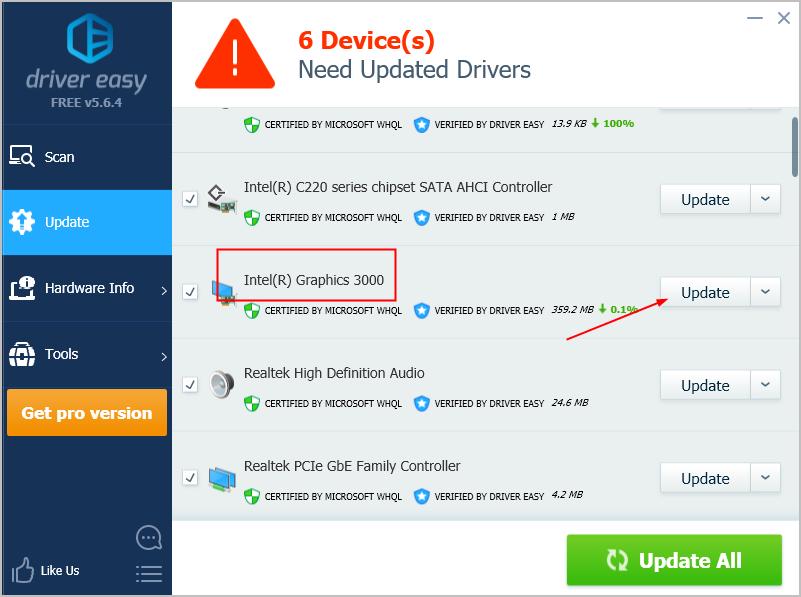 update intel graphics driver windows 10